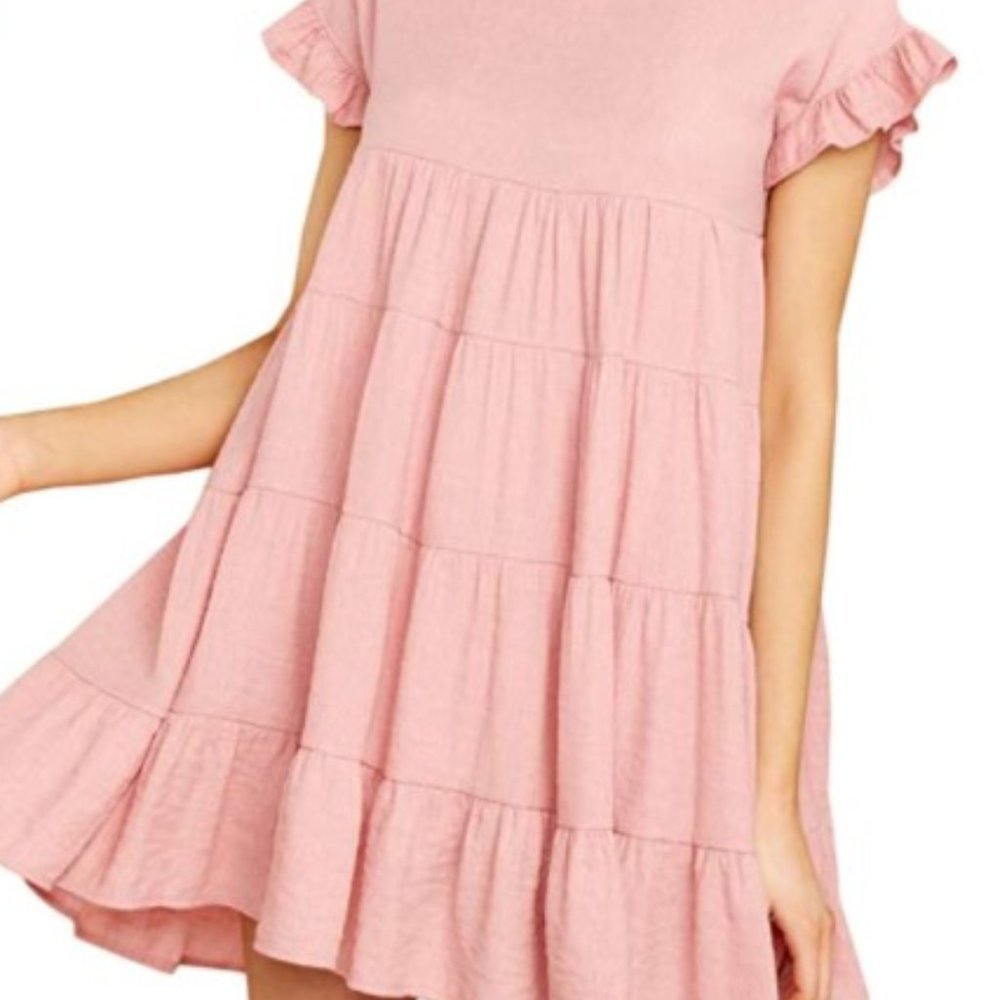 NWT! Joteisy Ruffle tiered Casual mini dress, SM~